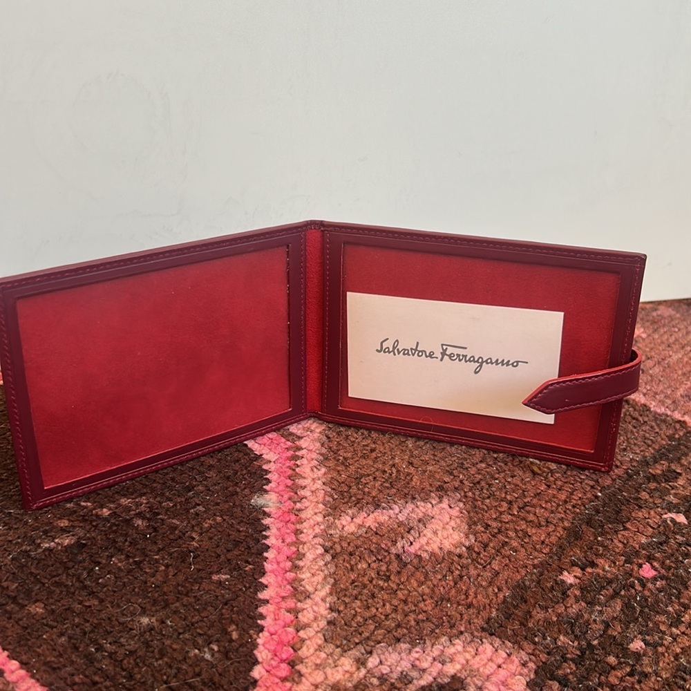 Ferragamo Burgundy Vintage Excellent Condition Leather Photo Frame - Picture 6 of 6